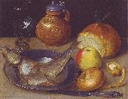 Georg Flegel Still life with herring und Bartmann jug oil painting on canvas